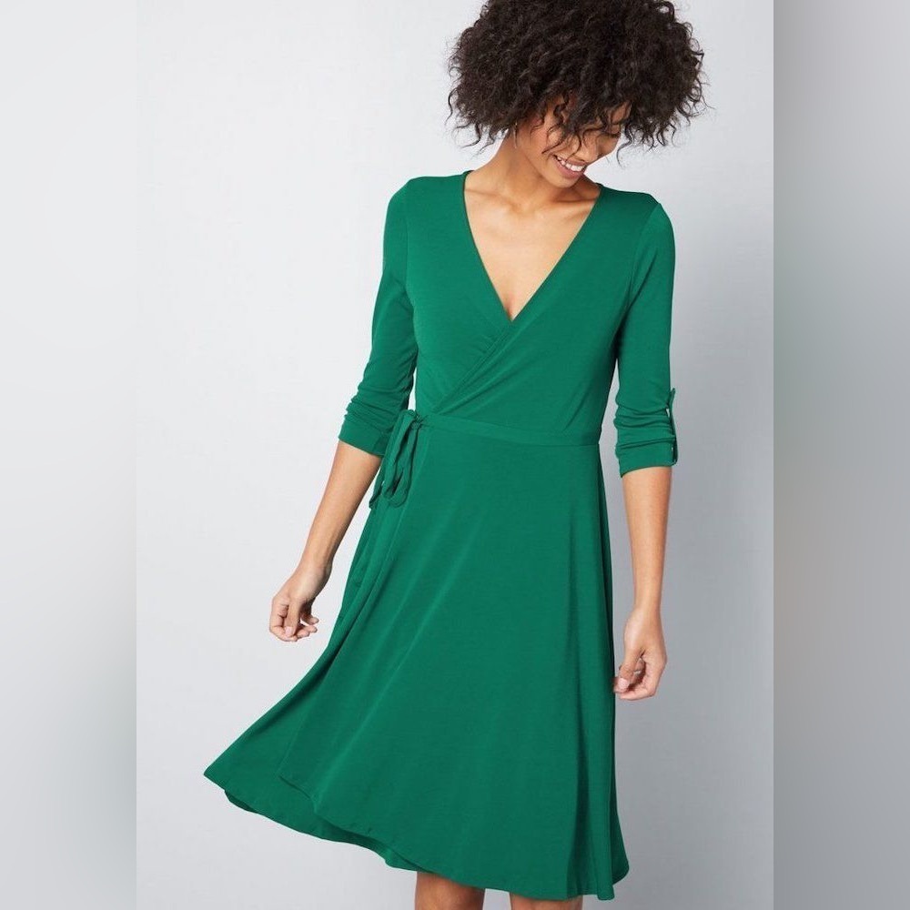 ModCloth Kelly Green Wrap Dress Size Small